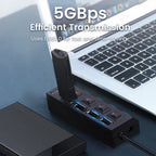 LAQEHA® - USB 2.0 موزع بمنافذ متعددة مفتاح تحكم مستقل لكل منفذ وسرعة نقل عالية