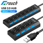 LAQEHA® - USB 2.0 موزع بمنافذ متعددة مفتاح تحكم مستقل لكل منفذ وسرعة نقل عالية