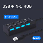 LAQEHA® - USB 2.0 موزع بمنافذ متعددة مفتاح تحكم مستقل لكل منفذ وسرعة نقل عالية